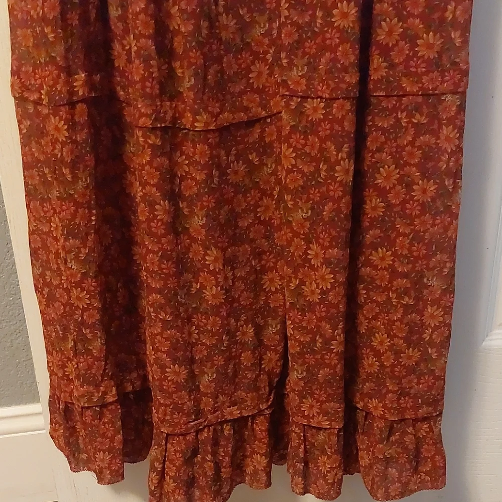 FARM Rio Rust Floral Long Sleeve Maxi Dress Size XS - Picture 7 of 9